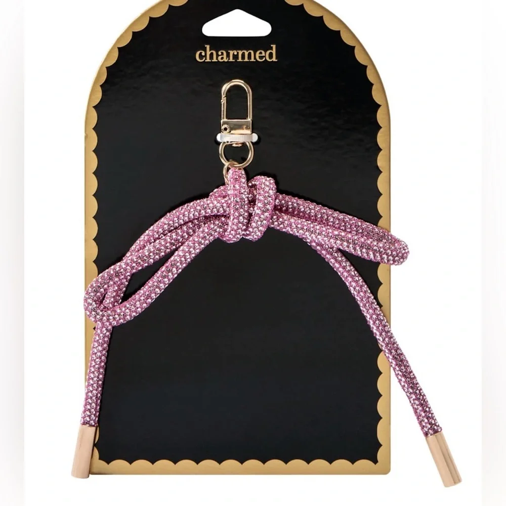 NWT Charmed Pink Rhinestone Bow Bag Charm / Keychain